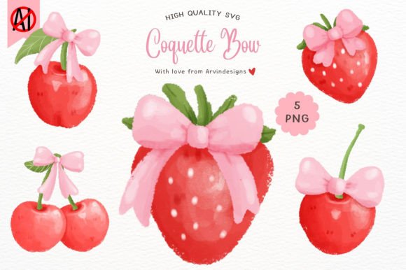 Coquette Cherry & Strawberry PNG Graphic Illustrations By ArvinDesigns