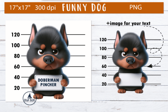 Doberman Clipart Dog | Funny Dog Images Graphic Illustrations By Olga Boat Design