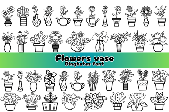 Flowers Vase Dingbats Font By Chonada