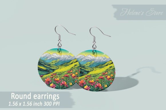 Mountain Round Earring Sublimation PNG Grafica Creazioni Di Helene's store