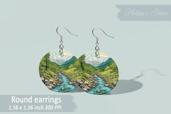 Mountains Round Earring Sublimation Grafica Creazioni Di Helene's store