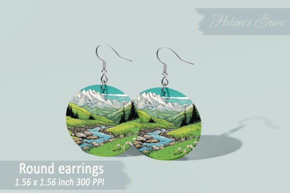 Spring Mountains Earring Round Sublimate Grafica Creazioni Di Helene's store