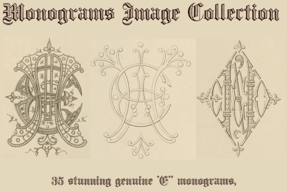Vintage Monograms E PACK 105 Pieces Graphic Objects By Intellecta Design