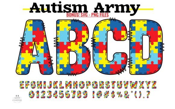 Autism Army Color Fonts Font By Army Custom