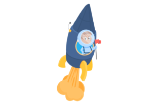 Boy Flying on Rocket. Kid Astronaut. Spa Illustration Illustrations Imprimables Par ladadikart