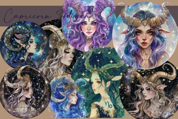 Capricorn Zodiac PNG, Astrology PNG Illustration Illustrations Imprimables Par Space Pixel Playground
