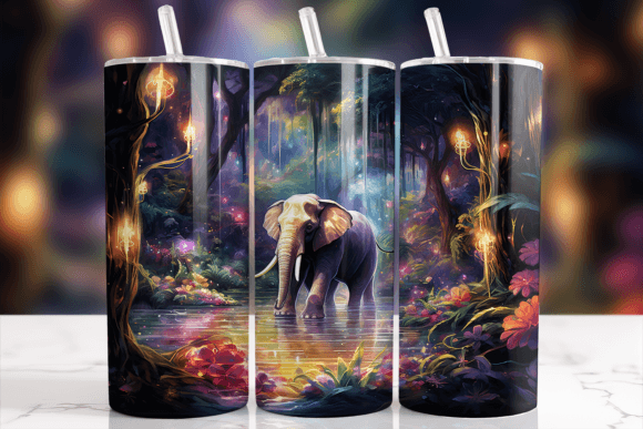 Enchanted Forest Baby Elephant Tumbler Graphic Crafts By pouredpixels