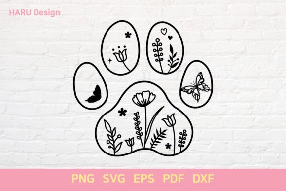 Floral Dog Paw Graphic Crafts By HARUdesign