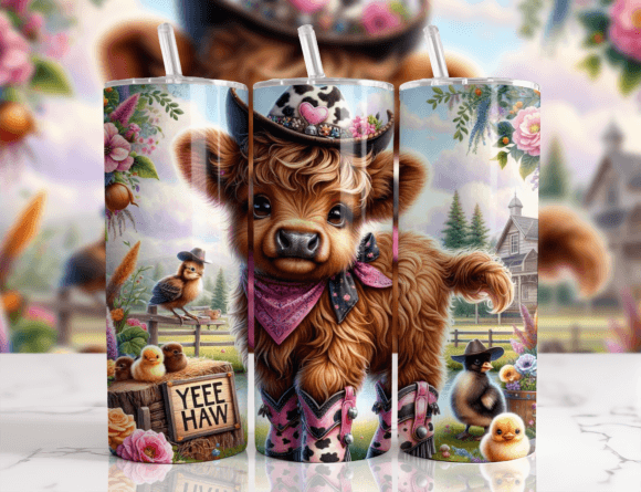 Highland Cow 20oz Tumbler Wrap Graphic Crafts By Whimsical Dreamer Designs