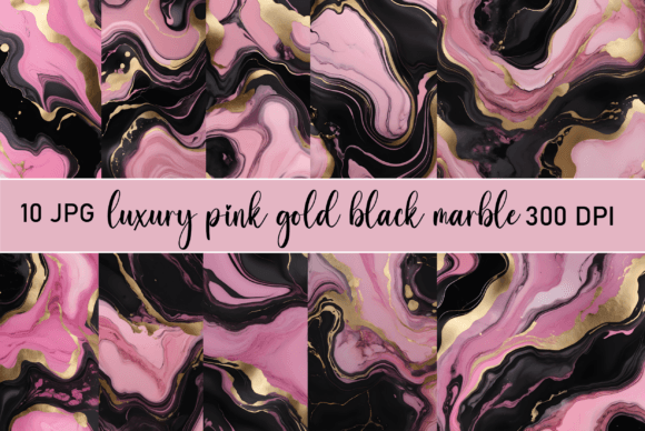 Luxury Pink Gold & Black Marble Texture Graphic Textures By Swan Dreams