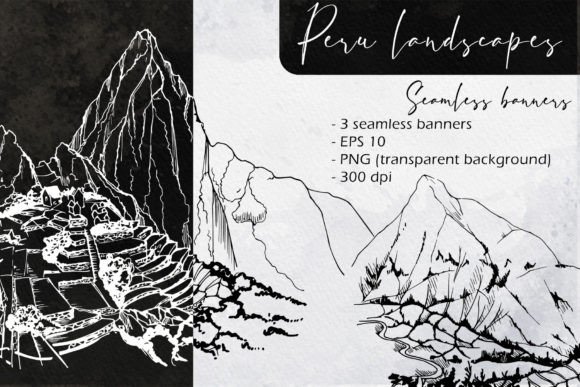 Peru Landscapes: Seamless Banners Graphic Illustrations By msflaffy