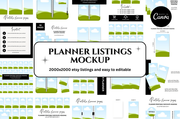 Planner Mockup Etsy Listings Graphic Product Mockups By FolieDesign