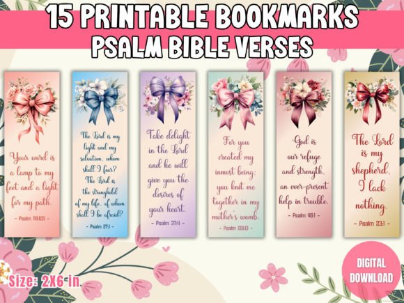 Psalm Bible Verses Bookmark Set Graphic Crafts By Sunshines and Rainbows