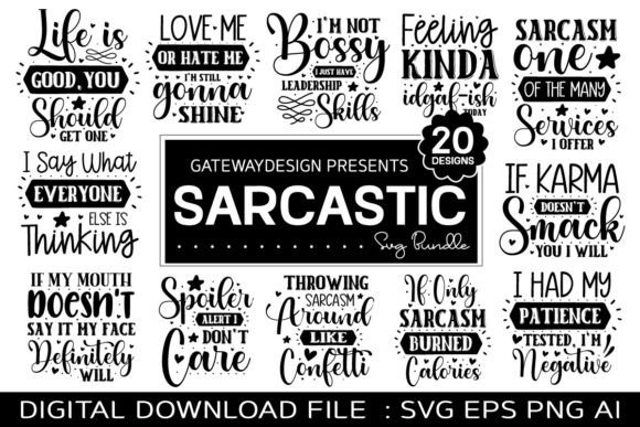 Sarcastic Svg Bundle Svg Bundle,Sarcasti Graphic Crafts By GatewayDesign