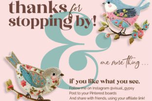 Shabby Chic Embroidered Spring Birds Graphic Illustrations By Visual Gypsy 7