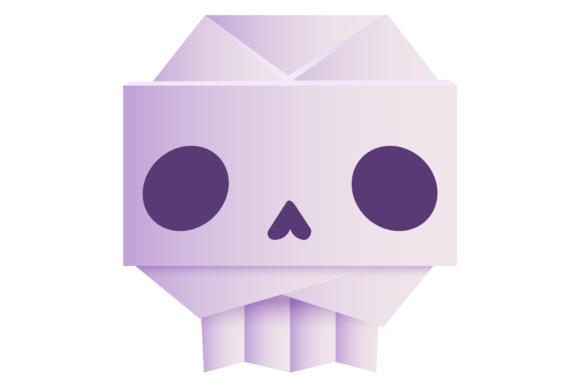 Skull Origami Icon. Folded Paper Skeleto Graphic Illustrations By smartstartstocker