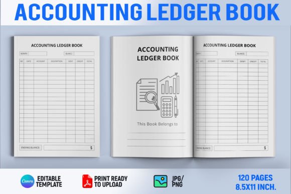 Accounting Ledger Book | KDP Interior Graphic KDP Interiors By Book2Bees
