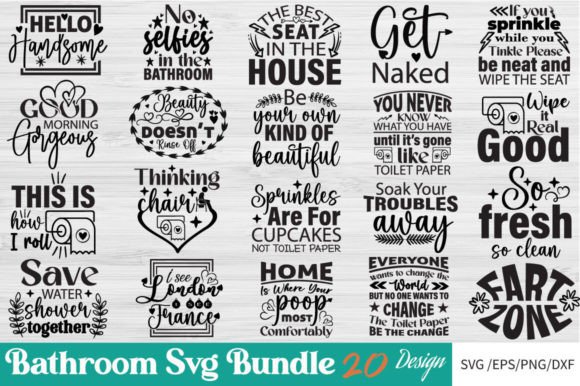 Bathroom SVG Bundle, Bathroom Signs Svg Graphic Crafts By DollarSmart