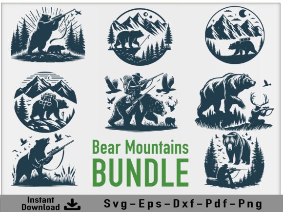 Bear Mountains Vector Silhouette Bundle Graphic Crafts By shikharay410