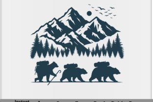 Bear Mountains Vector Silhouette File Graphic Crafts By shikharay410 1