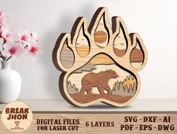 Bear Paw Laser Cut File Graphic 3D SVG By Break Jhon