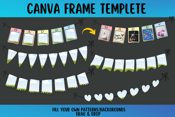 Bunting Party Set Canva Frame Template Graphic Product Mockups By VividDoodle