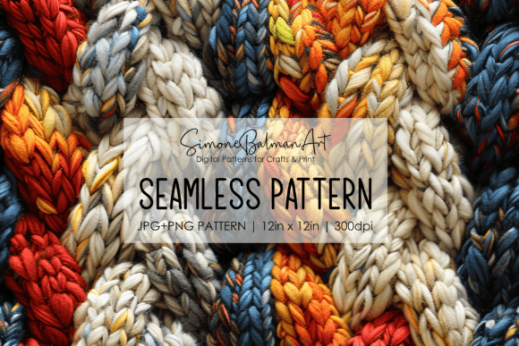 Chunky Knit Seamless Pattern Graphic Padrões de Papel By Simone Balman Art