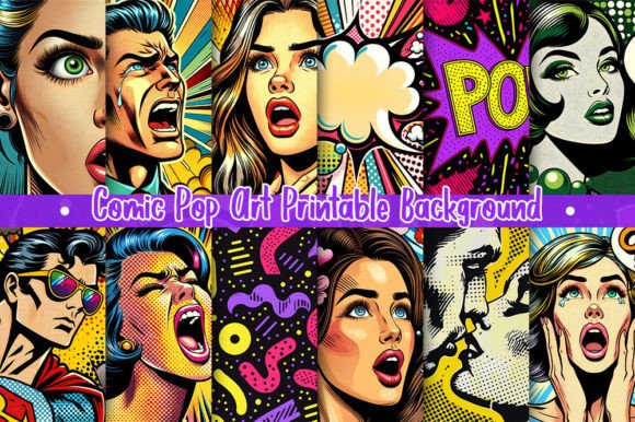 Comic Pop Art Printable Backgrounds Afbeelding Afdrukbare Illustraties Door Aspect_Studio