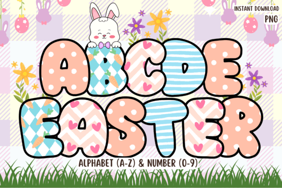 Easter Doodle Letters Alphabet Png. Graphic Print Templates By VividDoodle
