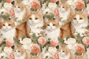 Floral Cat Seamless Patterns Illustration Modèles de Papier Par lizballew 2