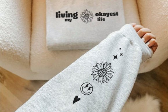 Living My Okayest Life SVG Sleeve Shirt Graphic T-shirt Designs By SVGbyCalligrapher