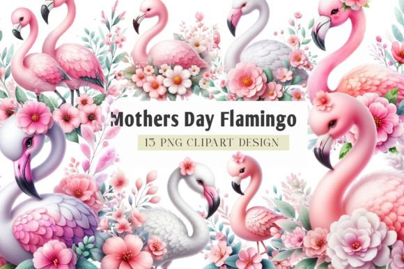 Mothers Day Flamingo Watercolor Clipart Graphic Illustrations By Dreamshop