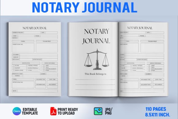 Notary Journal | KDP Interior Graphic KDP Interiors By Book2Bees