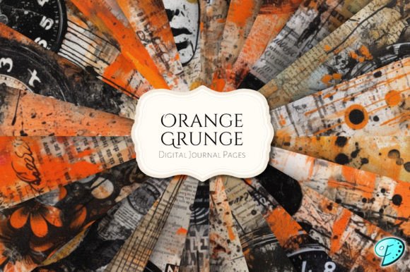 Orange Grunge Mixed Media Digital Papers Graphic Backgrounds By Emily Designs