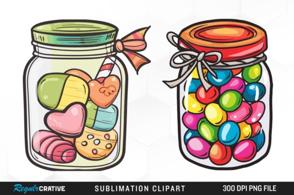 Watercolor Jar of Sweets Clipart Design Graphic Illustrations By Regulrcrative