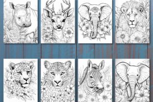 200 Floral Safari Animal Coloring Pages Graphic Coloring Pages & Books Adults By Design Shop 4