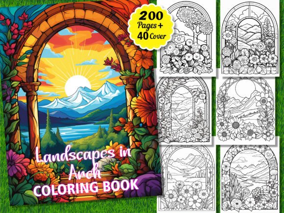 200 Landscapes in Arch Coloring Pages Graphic Coloring Pages & Books Adults By KIDS ZONE