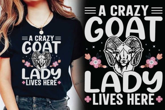A Crazy Goat Lady Lives Here SVG T Shirt Graphic T-shirt Designs By almamun2248