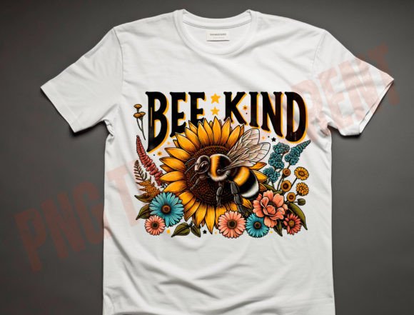 Bee and Wildflowers Png, Positive Vibes Graphic T-shirt Designs By DeeNaenon