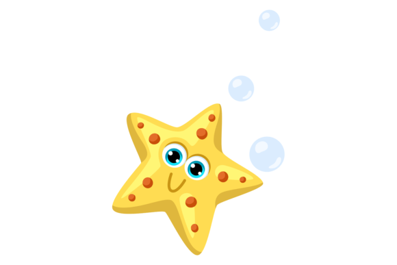 Cartoon Starfish Underwater. Funny Ocean Gráfico Ilustraciones Imprimibles Por ladadikart