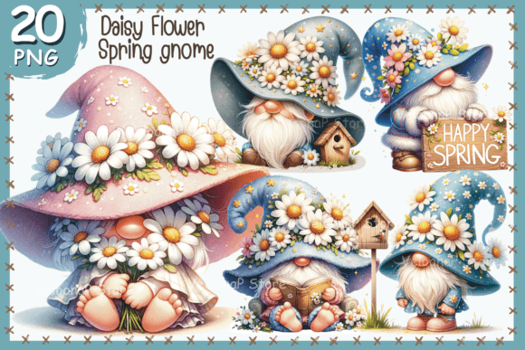 Daisy Flower Spring Gnome Graphic AI Illustrations By VeloonaP