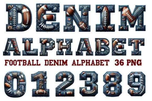 Denim Jeans American Football Alphabet Graphic Crafts By Dream Painted Creator