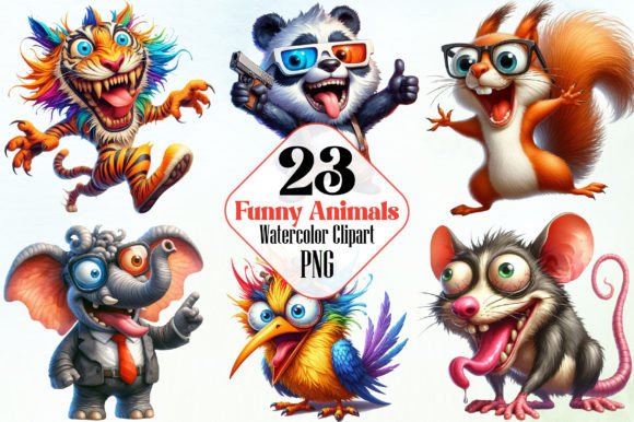 Funny Animals Clipart Bundle Illustration Illustrations Imprimables Par RobertsArt