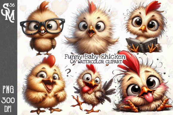 Funny Baby Chicken Sublimation Clipart Afbeelding Afdrukbare Illustraties Door StevenMunoz56