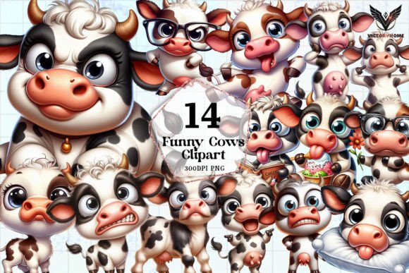 Funny Cows Clipart PNG Graphics Afbeelding Crafts Door VictoryHome