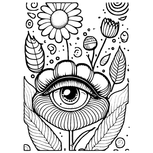 Nature Whimsy Floral Eye Coloring Page Community Content By Meghan Hepburn