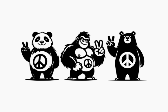 Peace Sign - Panda , Gorilla , Bear Graphic Crafts By BerriDesign