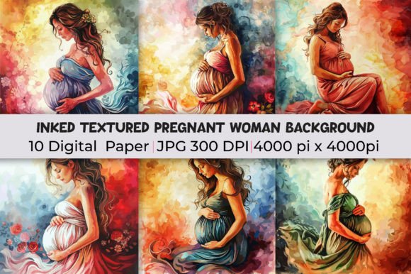 Pregnant Woman Inked Textured Background Graphic Backgrounds By mirazooze