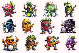 Rockstar Fruits Stickers Bundle Graphic Illustrations By AuroraCrafts 2