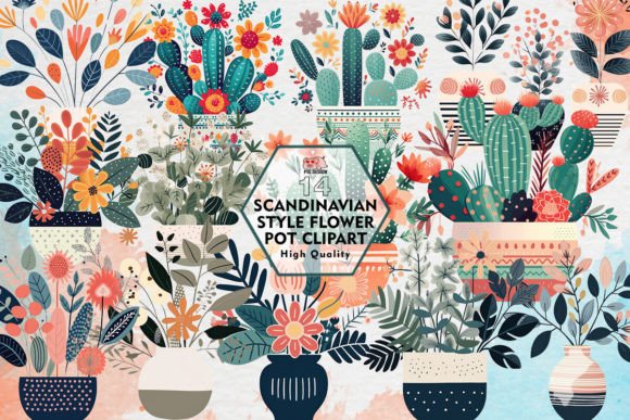 Scandinavian Style Flower Pot Clipart Graphic Illustrations By PIG.design